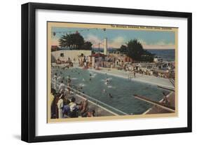 Pacific Grove, CA - Municipal Swimming Pool View-Lantern Press-Framed Art Print