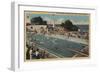 Pacific Grove, CA - Municipal Swimming Pool View-Lantern Press-Framed Art Print