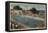 Pacific Grove, CA - Municipal Swimming Pool View-Lantern Press-Framed Stretched Canvas