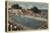 Pacific Grove, CA - Municipal Swimming Pool View-Lantern Press-Stretched Canvas