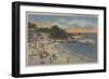 Pacific Grove, CA - The Beach Scene and Waterfront-Lantern Press-Framed Art Print