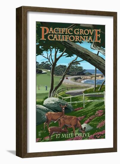 Pacific Grove, California - 17 Mile Drive-Lantern Press-Framed Art Print