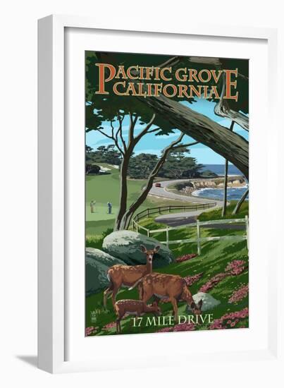 Pacific Grove, California - 17 Mile Drive-Lantern Press-Framed Art Print