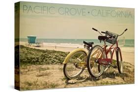 Pacific Grove, California - Bicycles and Beach Scene-Lantern Press-Stretched Canvas