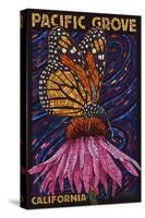 Pacific Grove, California - Monarch Butterfly - Paper Mosaic-Lantern Press-Stretched Canvas