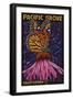 Pacific Grove, California - Monarch Butterfly - Paper Mosaic-Lantern Press-Framed Art Print
