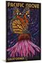 Pacific Grove, California - Monarch Butterfly - Paper Mosaic-Lantern Press-Mounted Art Print