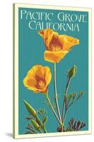 Pacific Grove, California - Poppy - Letterpress-Lantern Press-Stretched Canvas