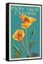 Pacific Grove, California - Poppy - Letterpress-Lantern Press-Framed Stretched Canvas
