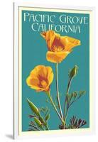 Pacific Grove, California - Poppy - Letterpress-Lantern Press-Framed Art Print