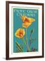 Pacific Grove, California - Poppy - Letterpress-Lantern Press-Framed Art Print
