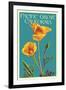 Pacific Grove, California - Poppy - Letterpress-Lantern Press-Framed Art Print