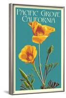 Pacific Grove, California - Poppy - Letterpress-Lantern Press-Framed Art Print