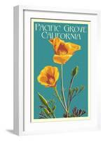 Pacific Grove, California - Poppy - Letterpress-Lantern Press-Framed Art Print