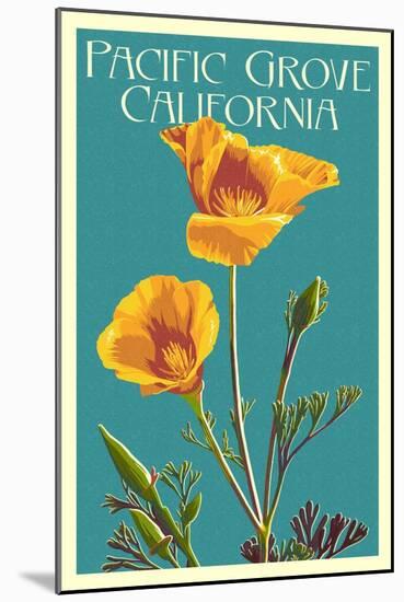 Pacific Grove, California - Poppy - Letterpress-Lantern Press-Mounted Art Print