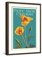 Pacific Grove, California - Poppy - Letterpress-Lantern Press-Framed Art Print