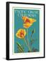 Pacific Grove, California - Poppy - Letterpress-Lantern Press-Framed Art Print