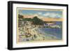 Pacific Grove, California - Sunbathers & Swimmers at the Beach-Lantern Press-Framed Art Print