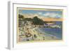 Pacific Grove, California - Sunbathers & Swimmers at the Beach-Lantern Press-Framed Art Print