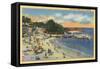 Pacific Grove, California - Sunbathers & Swimmers at the Beach-Lantern Press-Framed Stretched Canvas