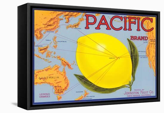 Pacific Lemon Crate Label-null-Framed Stretched Canvas