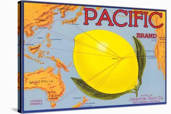 Pacific Lemon Crate Label-null-Stretched Canvas