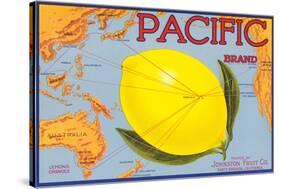 Pacific Lemon Crate Label-null-Stretched Canvas