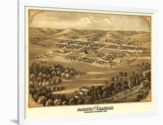 Pacific, Missouri - Panoramic Map-Lantern Press-Framed Art Print