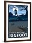 Pacific Northwest - Bigfoot Scene-Lantern Press-Framed Art Print