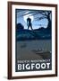 Pacific Northwest - Bigfoot Scene-Lantern Press-Framed Art Print