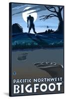 Pacific Northwest - Bigfoot Scene-Lantern Press-Stretched Canvas