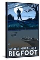 Pacific Northwest - Bigfoot Scene-Lantern Press-Stretched Canvas