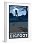 Pacific Northwest - Bigfoot Scene-Lantern Press-Framed Art Print