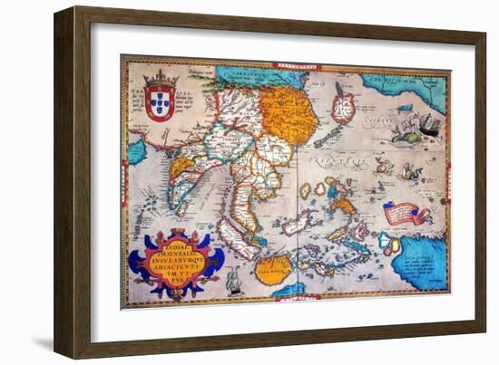 Pacific Ocean/Asia, 1595-Abraham Ortelius-Framed Giclee Print