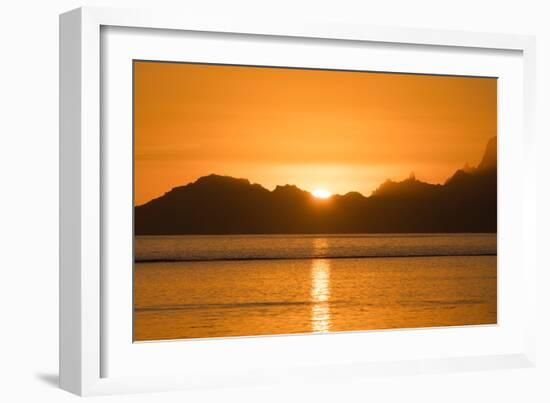 Pacific Ocean at Dusk, Moorea, Tahiti, French Polynesia-null-Framed Photographic Print