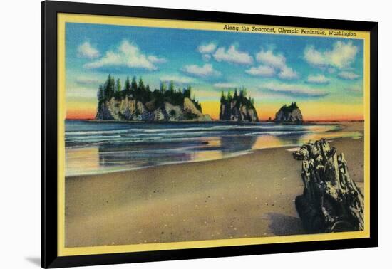 Pacific Seacoast, Olympic Peninsula - Olympic National Park-Lantern Press-Framed Art Print