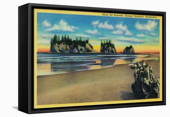 Pacific Seacoast, Olympic Peninsula - Olympic National Park-Lantern Press-Framed Stretched Canvas