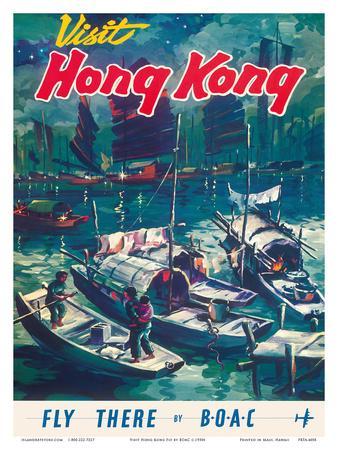 Visit Hong Kong - Hong Kong Harbor - BOAC (British Overseas Airways Corporation)