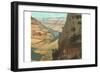 Pack Animals on Trail in Grand Canyon-null-Framed Art Print