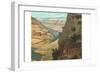 Pack Animals on Trail in Grand Canyon-null-Framed Art Print