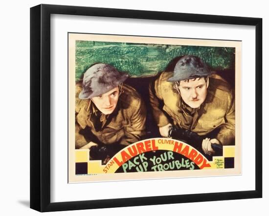 Pack Up Your Troubles, L-R: Stan Laurel, Oliver Hardy on Lobbycard, 1932-null-Framed Art Print