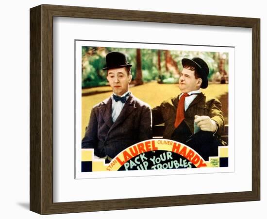 Pack Up Your Troubles, L-R: Stan Laurel, Oliver Hardy on Lobbycard, 1932-null-Framed Art Print