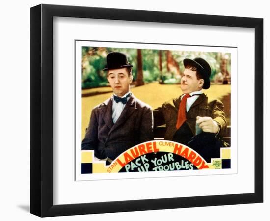 Pack Up Your Troubles, L-R: Stan Laurel, Oliver Hardy on Lobbycard, 1932-null-Framed Art Print