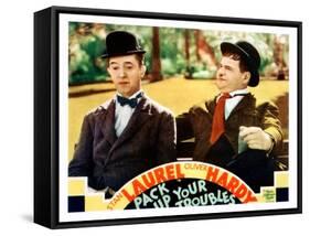 Pack Up Your Troubles, L-R: Stan Laurel, Oliver Hardy on Lobbycard, 1932-null-Framed Stretched Canvas