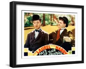Pack Up Your Troubles, L-R: Stan Laurel, Oliver Hardy on Lobbycard, 1932-null-Framed Art Print