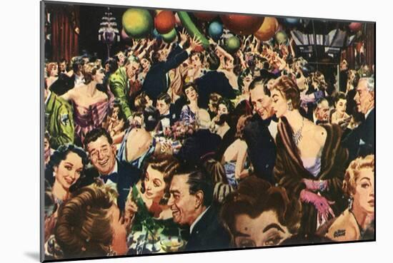 Packed New Years Party-null-Mounted Giclee Print