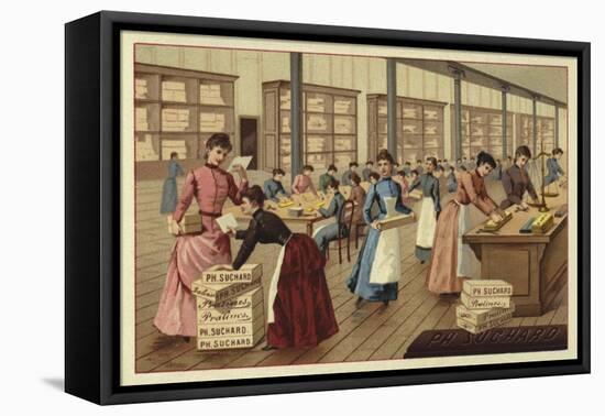 Packing Chocolates in a Factory-null-Framed Stretched Canvas