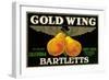 Packing Crate Label, Gold Wing Pears-null-Framed Art Print