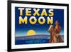 Packing Crate Label, Texas Moon-null-Framed Art Print