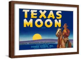 Packing Crate Label, Texas Moon-null-Framed Art Print